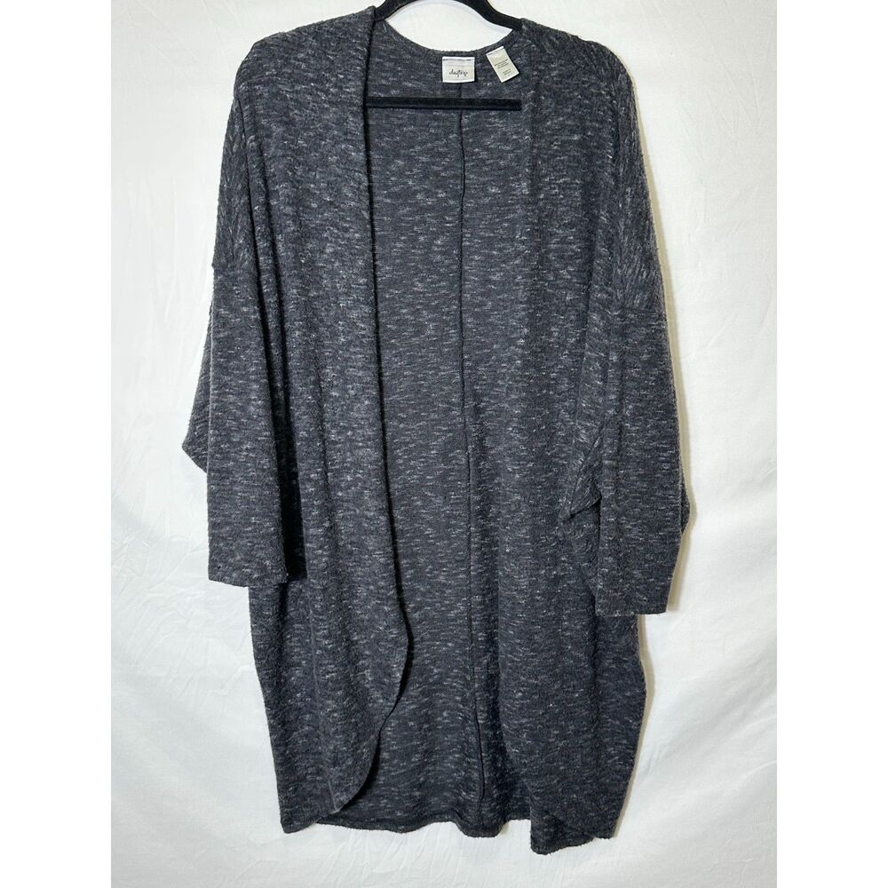 Daytrip Women's BOHO Soft Gray Marled Open Long Cardigan Dolman Sleeves Size L